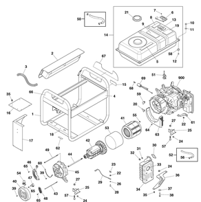 Main Unit Diagram and Parts List for 030738-01  Briggs and Stratton Generator